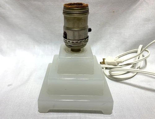 Vintage Art Deco White Opaque Opaline Glass Small Lamp Base Milk Glass Bedside