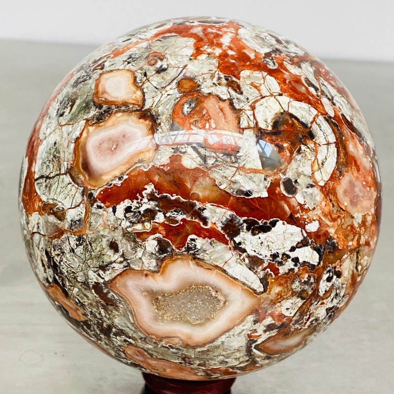 Natural Money agate Crystal Sphere Ball healing 1900G