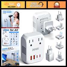2000W Voltage Converter 220V to 110V for European Travel, Power Adapter with 2 P