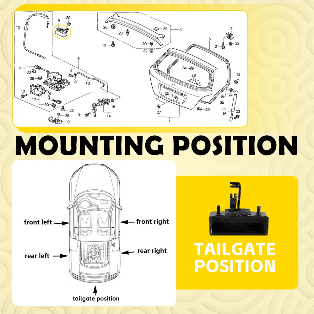 For 2007-2019 Honda Fit 4-Door Tailgate Rear Hatch Handle Trunk Latch Lock EOA