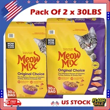 Meow Mix Original Choice Dry Cat Food 30lb 2 Pack Complete Balanced Nutrition