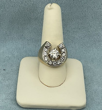 Uni-Sex Horseshoe with Diamond Approx.2.35cttw 14K Yellow Gold Ring-Size 9.75