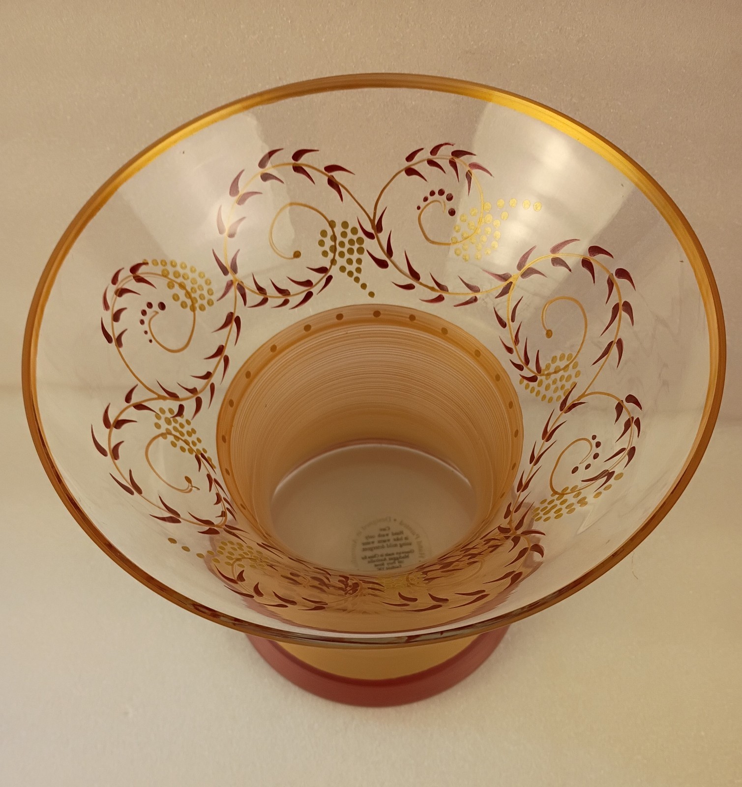 Handcrafted Madigan’s Gold & Hand-Painted Art Glass Vase w/ Certificate –...