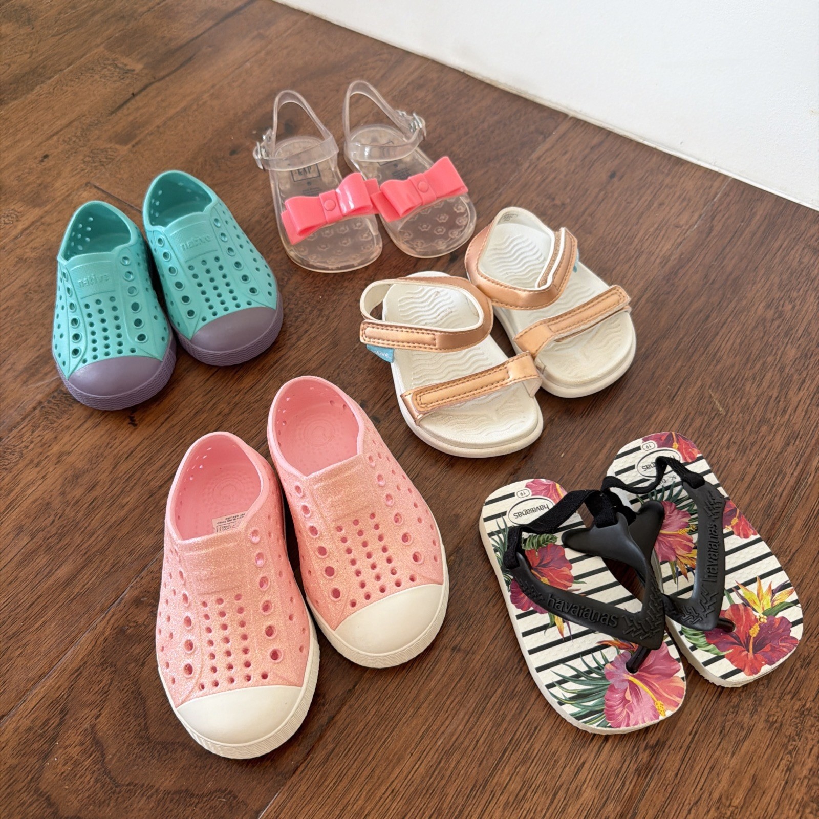 Baby Girls Size 5 6 Shoes Toddler Native Havaianas Gap Slip Ons Sandals Lot