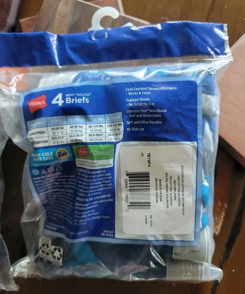 4 calzoncillos Hanes cómodos geniales para niños pequeños talla 2T-3T Foto 4 de 4