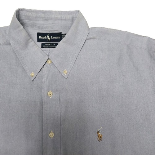 RALPH LAUREN Yarmouth Lt Blue Button Down 17.5 35 Oxford Pony Logo Preppy Luxury - 第 1/6 張圖片