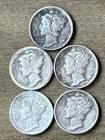 Lot Of 5 Mercury Dimes 1920 D, 1936, 1943 P, 1943 S NR!