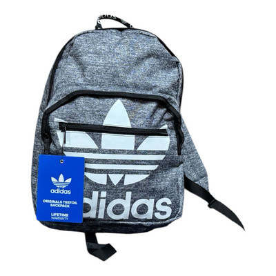NEW ADIDAS ORIGINALS TREFOIL POCKET BACKPACK GREY WHITE Unisex