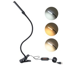 Clip On Reading Light Clamp Lamp 3 Color Modes 10 Dimmable Eye Care Bed Lamp