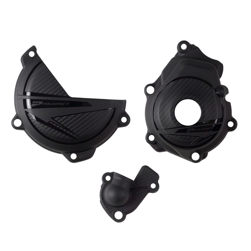 Protections de carter moteur POLISPORT en carbone composite au design premium pour moto