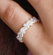 2.00 Ct Eternity Band Ring in 14K Yellow Gold Marquise & Round Lab Grown Diamond