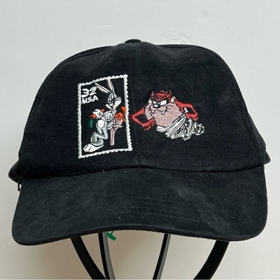 Vintage 1997 Looney Tunes Snapback Hat Black Taz Bugs Bunny USA Stamp Vintage 90s BUGS & TAZ Snapback Hat Official Looney Tunes  main image 3