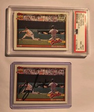 1991 Topps DESERT SHIELD Auto BILLY RIPKEN Autograph, Gold + Graded PSA 8 #677
