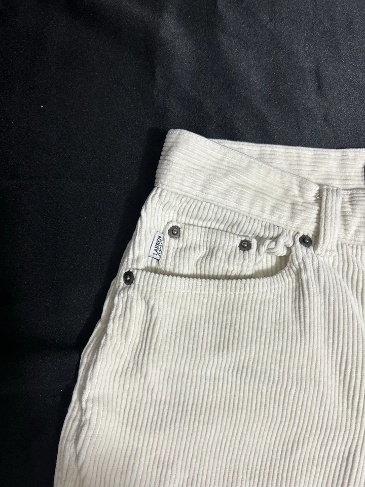 Vintage Lauren Polo Ralph Lauren Women’s Corduroy Pants White Size 6 - Image 3 of 4