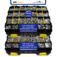 1575 PCS Nuts and Bolts Assortment Kit, Stainless Steel Phillips Pan Head Flat