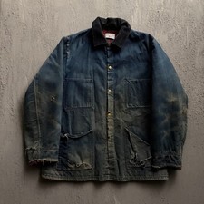 Vintage Carter's Denim Chore Coat No Medium Blue 1960s Blanket Lined Distressed