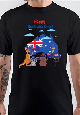 NWT Happy Australia Day! Funny Animals Red and Blue Letters Unisex T-Shirt