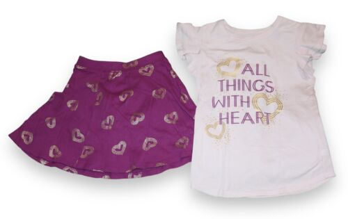 Girls Jumping Beans T-shirt Skirt Lot of 2 Size 6x-7 White Purple Colors - Picture 1 of 9