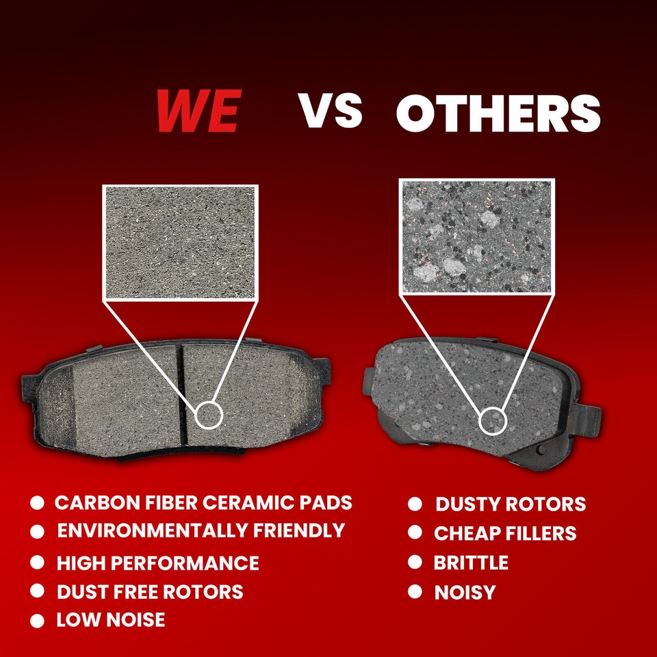 Front Rear Ceramic Brake Pads with Hardware for Honda CRV Accord