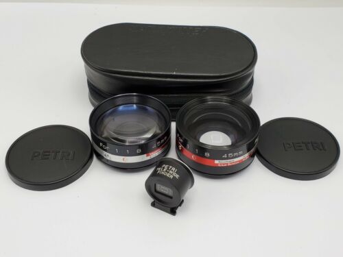 Petri Aux. Wide Tele Conversion Lens & Finder Set for Yashica Electro 35 G GSN - Afbeelding 1 van 12