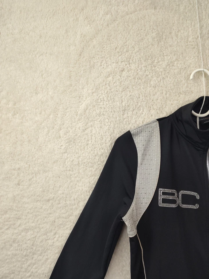 Sudadera BCBG Maxazria Mujer Pequeña Negra Mezcla de Poli Manga Larga Cremallera Completa Foto 2 de 4