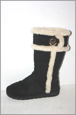 MICHAEL KORS Mi bottes Cuir Fourrure Laine Mouton Taille 37 TBE - Photo 1/4