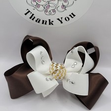 "30% Off Sale" Girl/Women Princess, Frilly, Fancy, Brown & White (DS) Bow.
