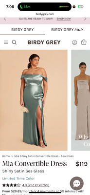 Birdie gray bridesmaid dress; Mia Shiny Satin Convertible Dress - Sea Glass  M | eBay