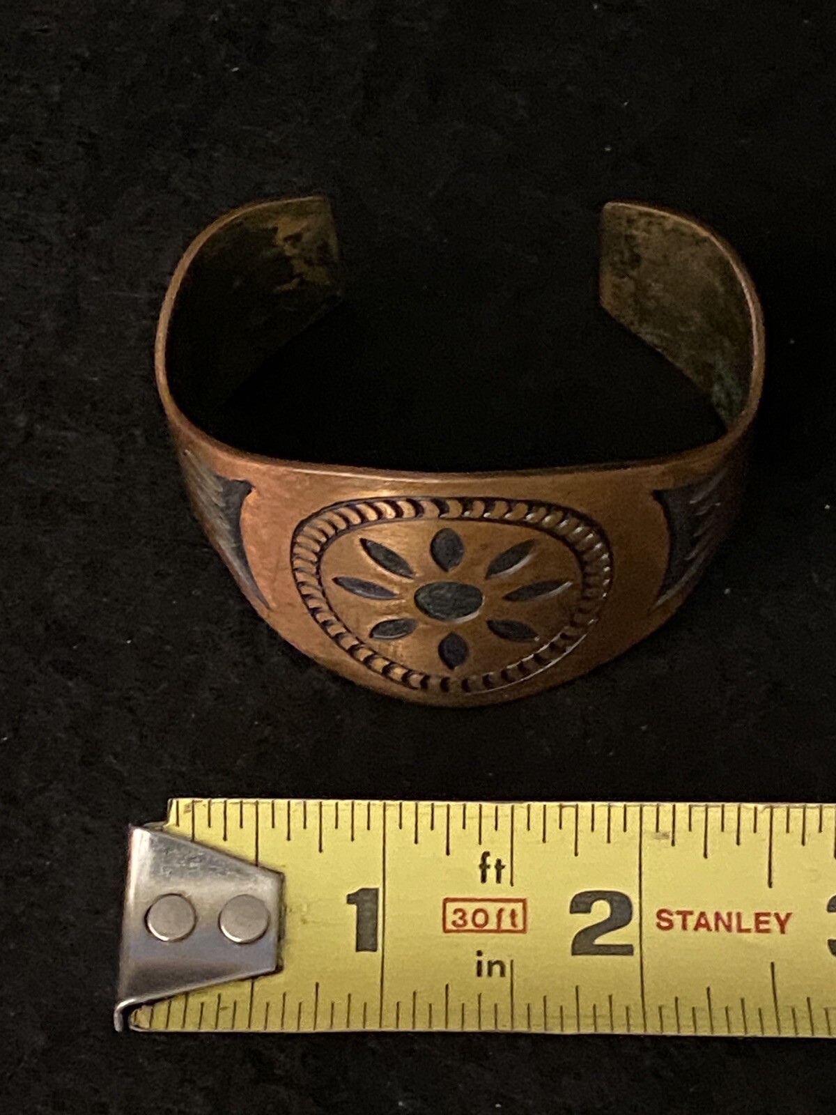 Vintage Solid Copper Native American Thick Cuff B… - image 13