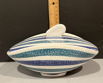 Gouda Holland Vintage Zebra Flora Ceramic Covered Dish #1070