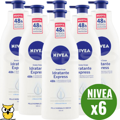 NIVEA Crema Corpo Idratante Express 500ml x6 | Offerta Stock Idratazione 48h