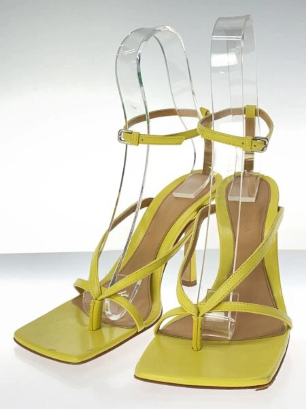 Sandali donna Bottega Veneta taglia 38 punta quadrata tanga pelle colore giallo