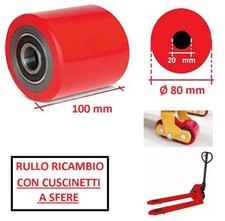 RUOTA RULLO CON CUSCINETTI Ø 80 x 100 mm FORO 20 mm ruote rulli per transpallet