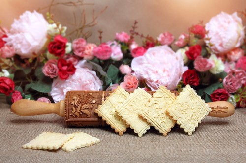 Embossed rolling pin Xmas gifts Baking Tool Cookie Springerle mold Clay stamp - Picture 9 of 12