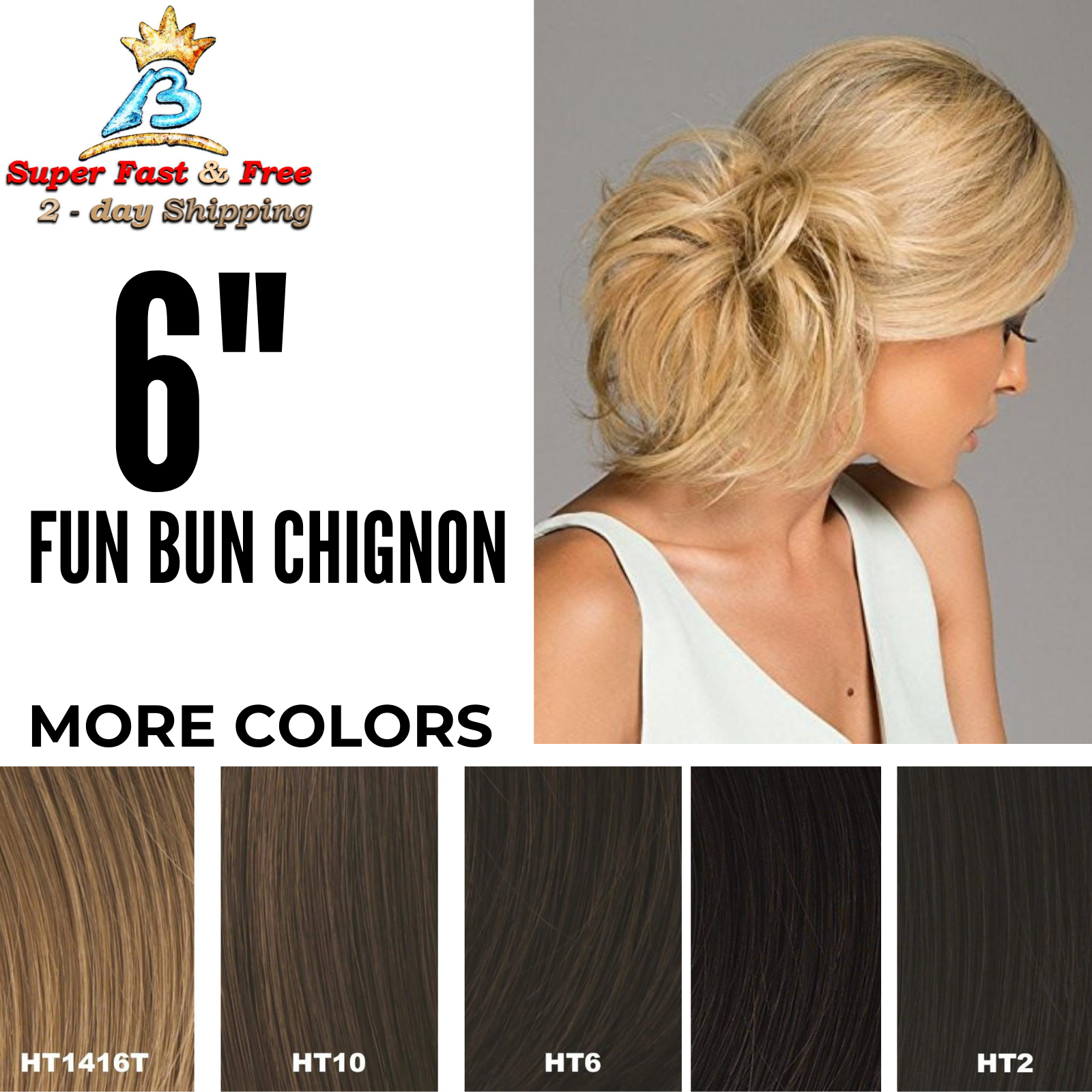 Christie Brinkley 6" Fun Bun Chignon Synthetic Hairpiece Heat-Friendly Hair  Wrap | eBay