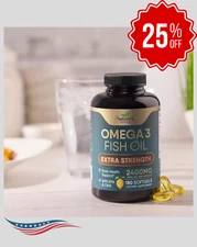 Triple Strength Omega 3 Fish Oil Supplement, EPA, DHA Fish Oil Omega 3 Support