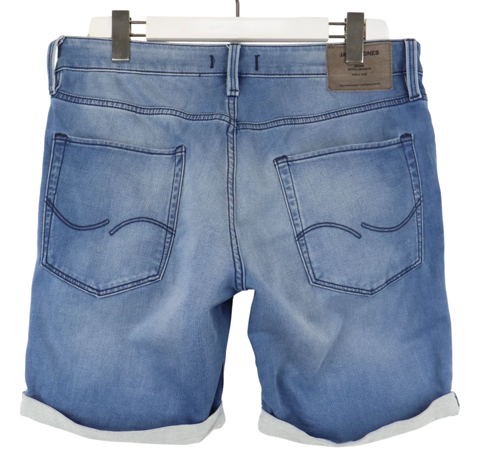 Pantalones Cortos JACK & JONES Calce Regular Para Hombre MEDIANOS Denim Elastizados Botón Mosca Desteñido Foto 2 de 4