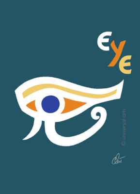 JACQUELINE DITT - Horus Eye -  Ess.- Petrol ltd.sign.Druck Grafik ger.13x18 cm