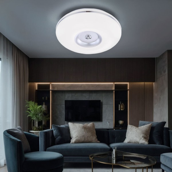 Flurleuchte Wohnzimmerlampe Deckenleuchte Led Alu Nickel-Matt Weiß Satiniert-image