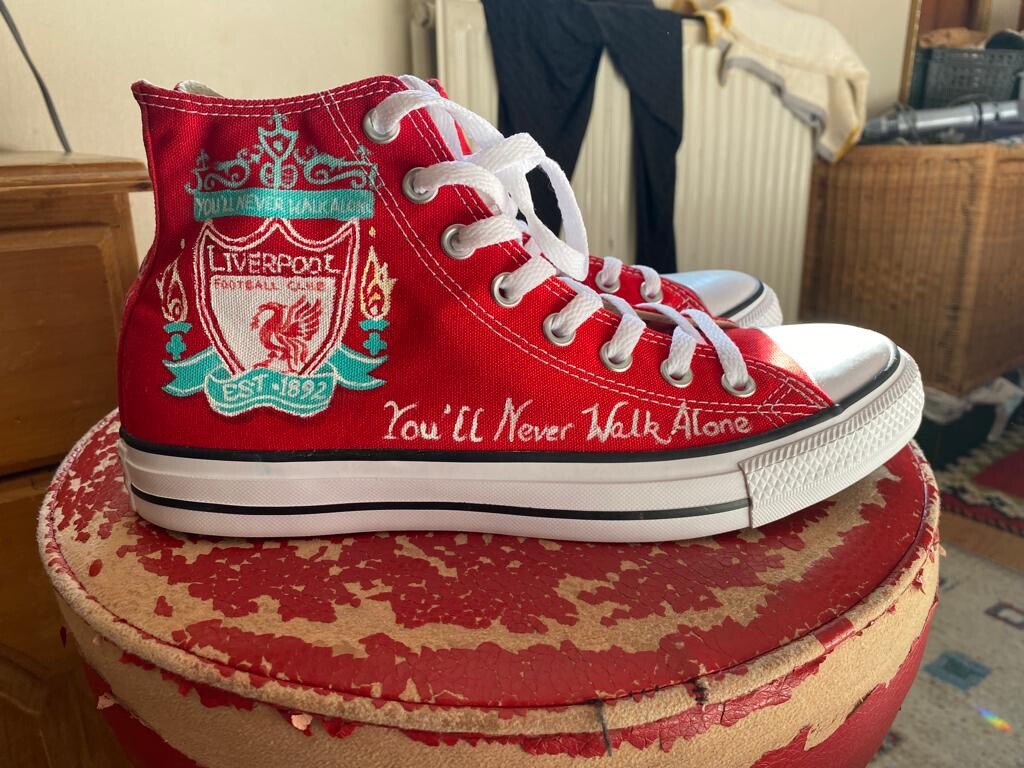 Liverpool Custom Handpainted Converses Size Uk8