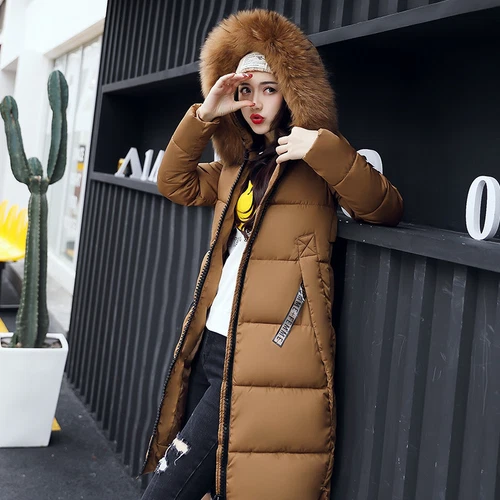 2019 Women Winter Coat Down Jacket Ladies Fur Hooded Jackets Long Puffer Parka - Picture 10 of 36