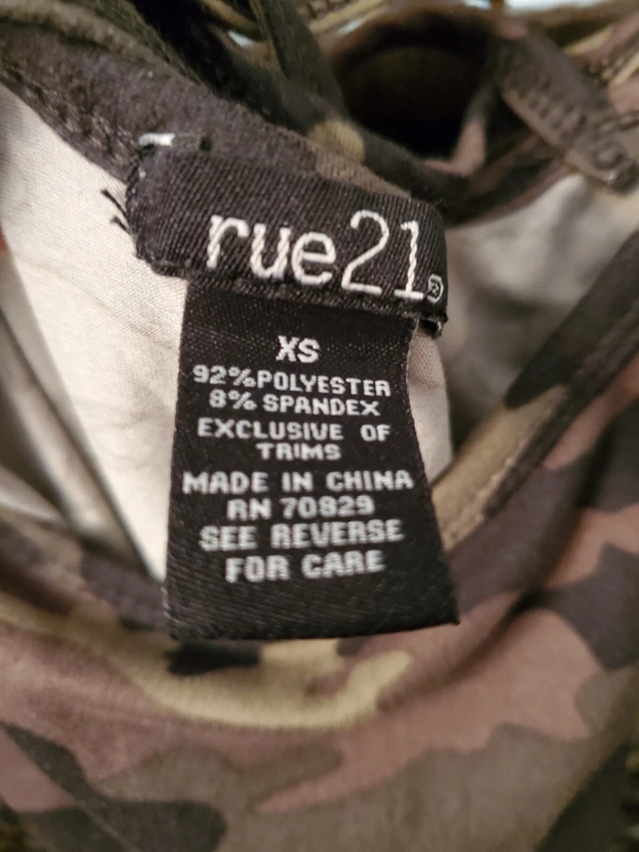 Rue 21 Mujer XS Camuflada Camiseta sin Mangas Cami Sexy Fiesta Verano Club Foto 3 de 3