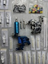TATTOO MACHINE LOT/2 PARTS Needles Blue Dragon/Phoenix/Wolf VV-1 silver coil