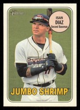 2018 Topps Heritage Minor League Isan Diaz Jacksonville Jumbo Shrimp #80