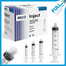 100 Siringhe monouso sterili da 3/5/10 ml attacco LUER LOCK centrale Latex free