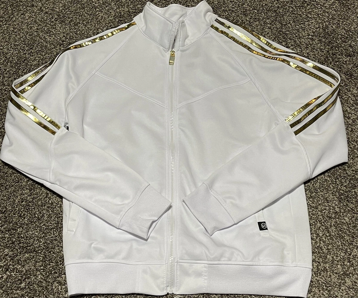 Adidas white top gold jacket