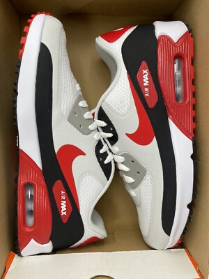 Nike Air Max 90 'Fire Red' Black White Golf Shoes Size 11.5
