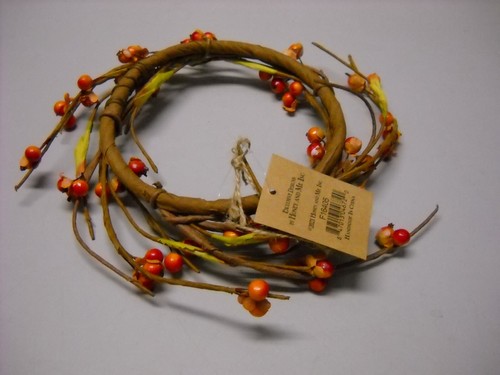 Honey and Me Crab Apple 6" & Pumpkin 5" Fall Candle Ring Small Wreaths Set of 2 - Picture 4 of 10