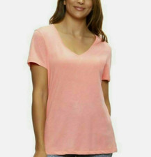 Felina Ladies' V-Neck Short Sleeve T-Shirt CANDLE LIGHT PEACH,X-LARGE NWT