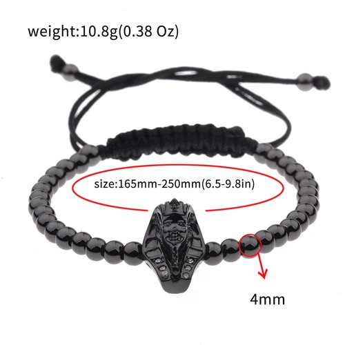 Charm Men's Cubic Zircon Bead Viking Buddha Batman Skull Bead Macrame Bracelets - Picture 28 of 115